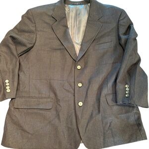 Caumont Gage 1946 Mens 44S Blazer Sport Coat 100% Pure Wool Brown Micro Check